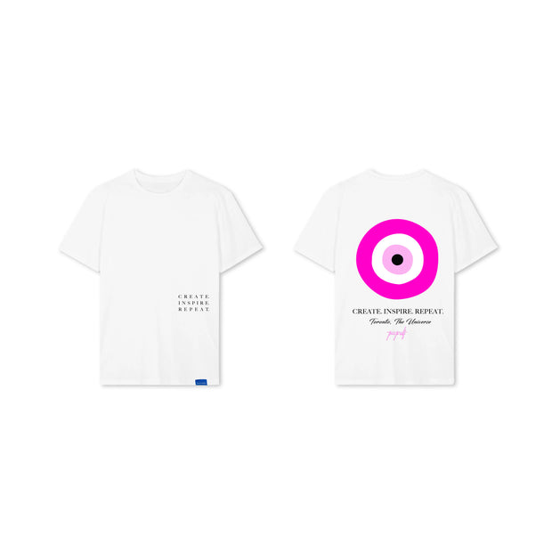 create.inspire.repeat shirt-white/pink
